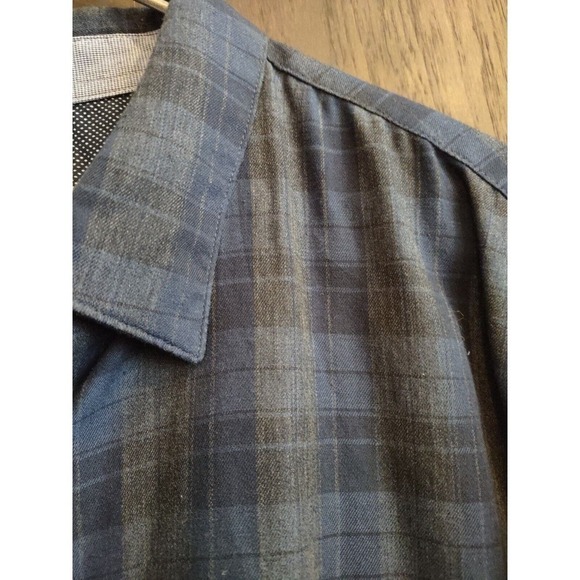 Method Shirt Mens medium button long sleeve plaid black blue twill lightweight - Picture 4 of 7